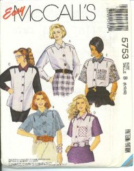 5753 EZ LOOSE FIT BACK YOKE 1-2 COLLAR BLOUSE PATTERN 16-20